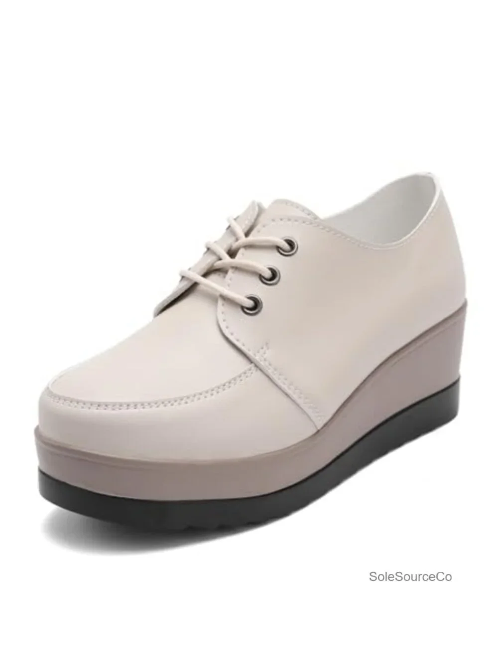 Women's Chunky Wedge Loafers Faux Leather Slip-On Comfort Shoes